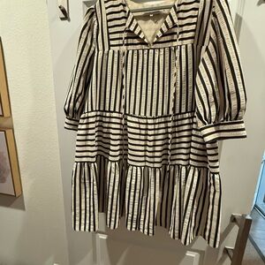 English Factory Cream and Black Striped Dress
